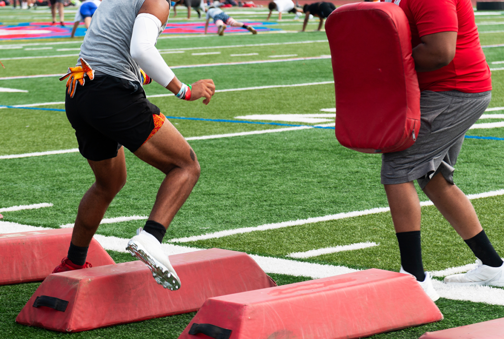 Pro Agility Drill Warm Up for Football Players at the NFL Combine